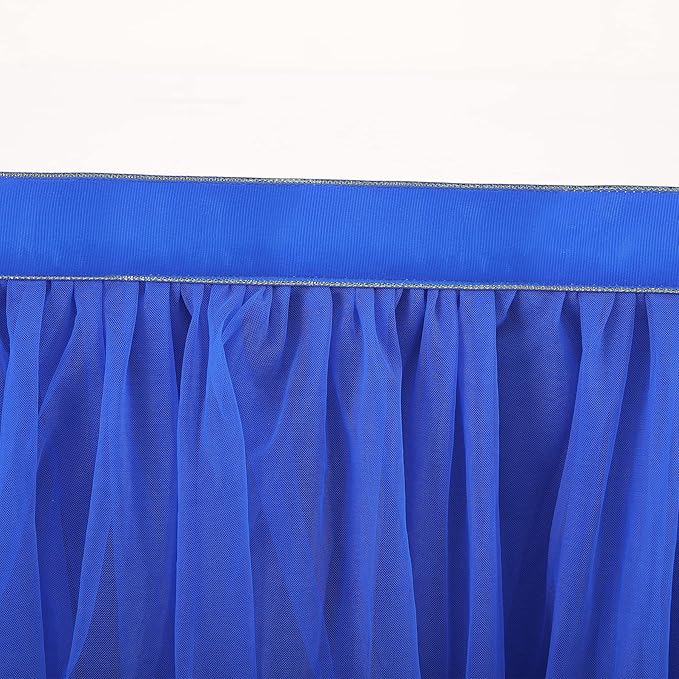 Royal Blue Tulle Table Skirt for Baby Shower 9ft Tutu Table Cloth Cover for Wedding Reception, Bridal Shower, Birthday Party, Graduation, Banquet Decorations