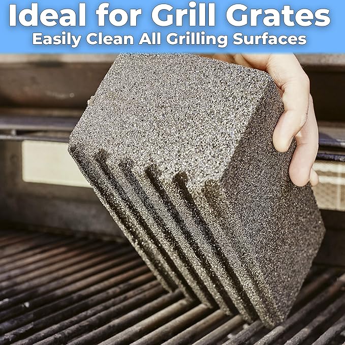 Non-Toxic Restaurant-Grade Grill Cleaning Brick 1 Pk. Reusable Non-Scratch Pumice Stone Bricks for Smokers, Flat Top Grills BBQ Grates Flattops and Cast Iron. Best Griddle Cleaner Tool Block.
