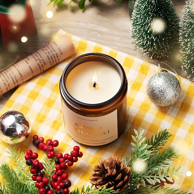 Scented Candles Set, 4 Pack Aromatherapy Candles for Home Scented, Candle Gift Set for Women, 28oz 200H Long Lasting Amber Jar Candles Soy Candles for Women Stress Relief, Relaxing, Spa, Birthday Gift
