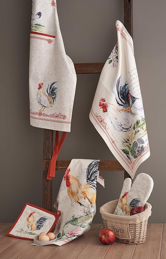 Maison d'Hermine Oven Gloves 100% Cotton Oven Mitt 7" x 13" with Loop Heat Resistant, BBQ, Cooking Gloves, Baking, Grilling, Kitchen, Handling Hot Pans Spring/Summer (Pack of 1, Campagne)