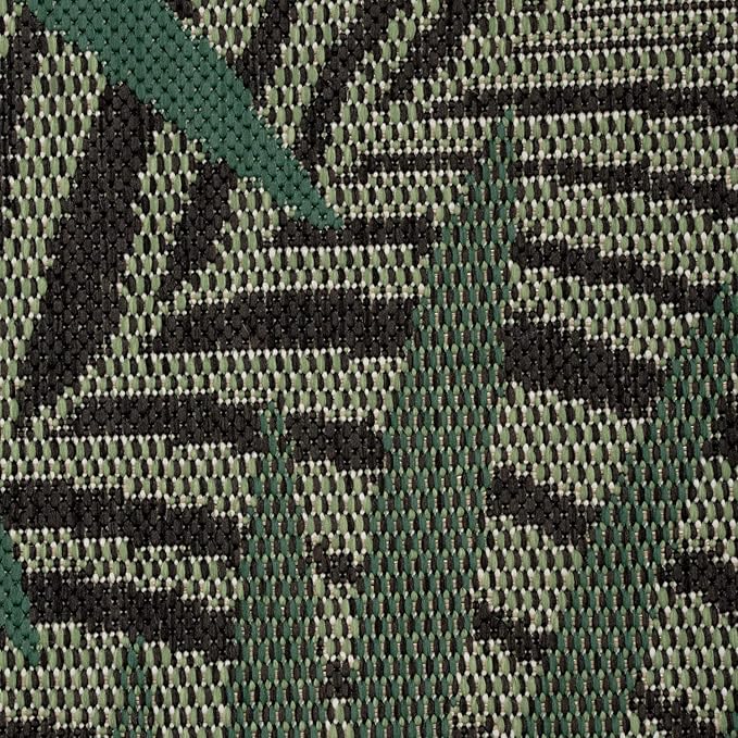 Indoor & Outdoor Rug Flat-Weave Jungle Floral Palm Trees Design Black Green, Size: 6'7" x 9'6"
