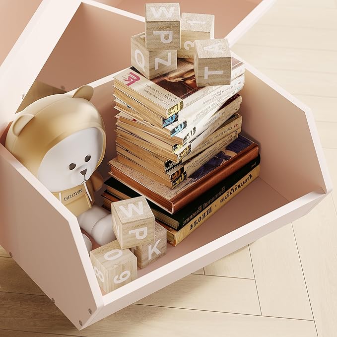 Toy Storage Organizer for Kids, Toy Storage Cabinet with Drawers, Boys and Girls Toy Shelf with Wheels, Toy Organizer Kids Bookshelf with Storage for Nursery, Playroom, Bedroom (Light Pink)