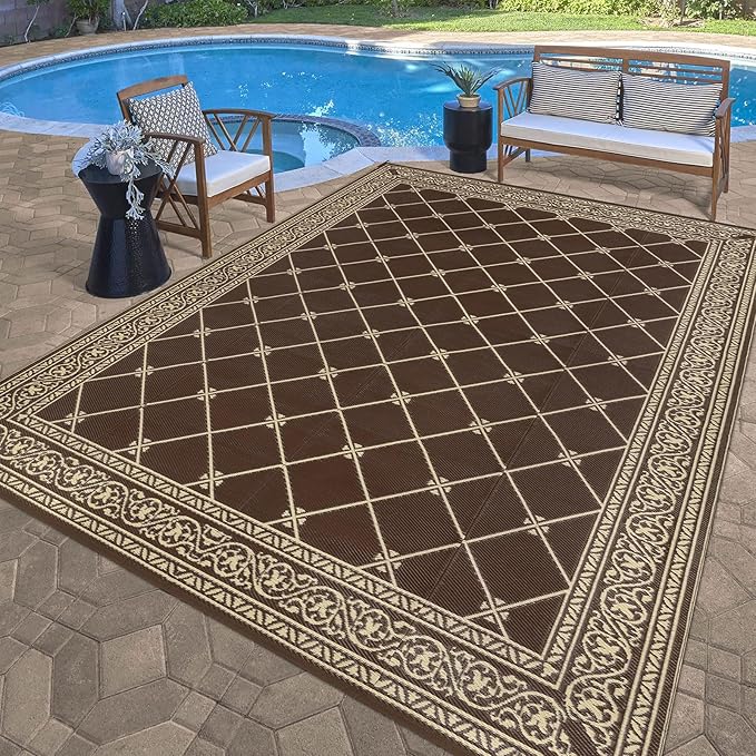 HiiARug Reversible Outdoor Rug 5'x7' Plastic Straw Rugs for Patios RV Camping Mat Reversible Mats Large Floor Mat for RV Outside, Backyard, Deck, Picnic, Beach, Trailer, Camping