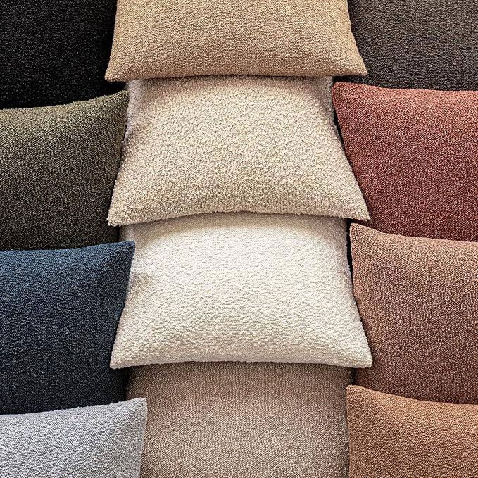 Foindtower Pack of 2 Textured Boucle Throw Pillow Covers Accent Solid Decorative Lumbar Pillow Cases Cozy Couch Cushion Case for Chair Sofa Bedroom Living Room Home Decor 12x20 Inch Dirty Sage Green