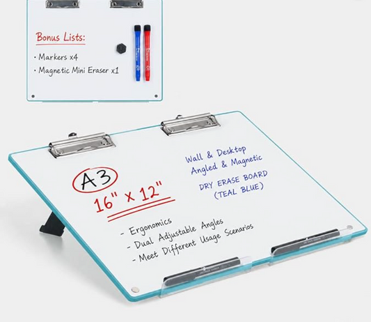 Slant Board for Writing - Adjustable Magnetic Whiteboard for Reading, Writing, & Drawing for Students, Teachers – Ideal for Posture, Study, & Orientation – Blue