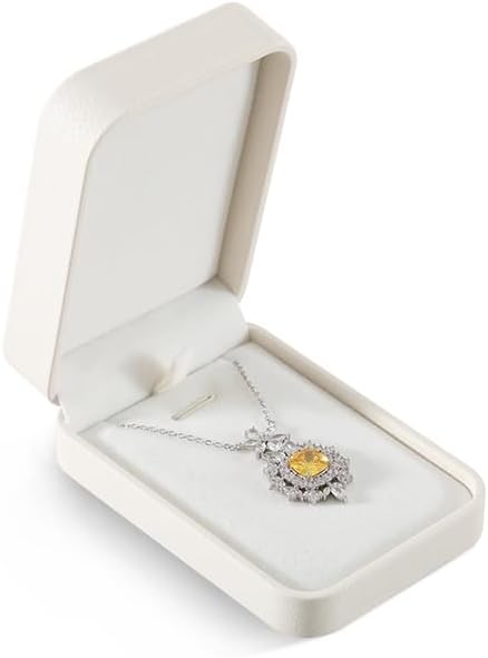 Necklace Box, Leather Gift Box,Premium Jewelry Boxes,Luxury Necklace Boxes For Jewelry Gift,Pendant (White)