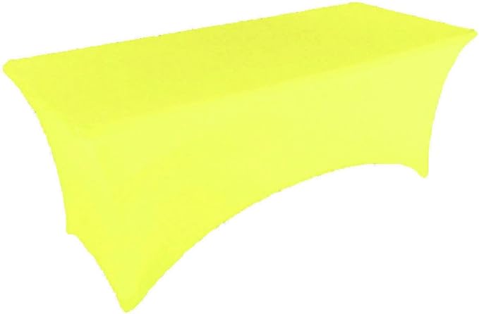 2 Pack 6FT Lemon Yellow Spandex Tablecloth Stretch Fitted Table Cover for Rectangular Table Event, Wedding, Banquet and Parties