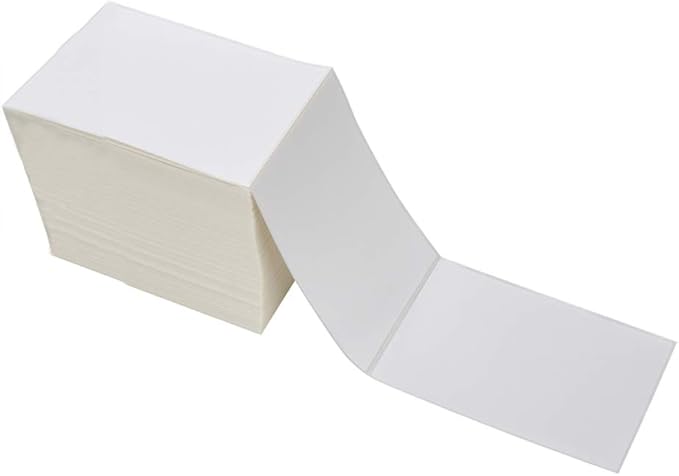9527 Product Fanfold 4 x 6 Direct Thermal Labels White Perforated Shipping Labels,500 Labels per Stack,1 Stack