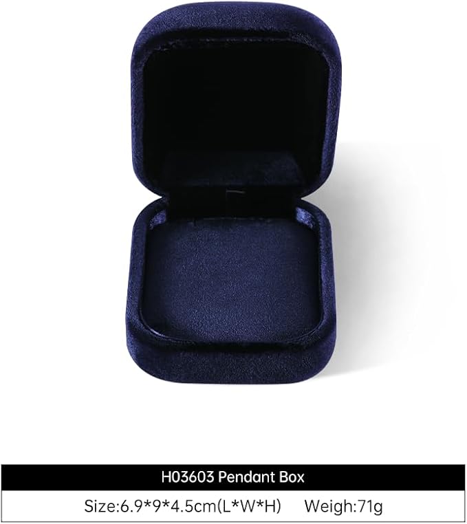 Resilient Velvet Ring Earrings Bracelet Necklace Display Box, Travel Mini Jewelry Organizer Case (Blue, Necklace Box)