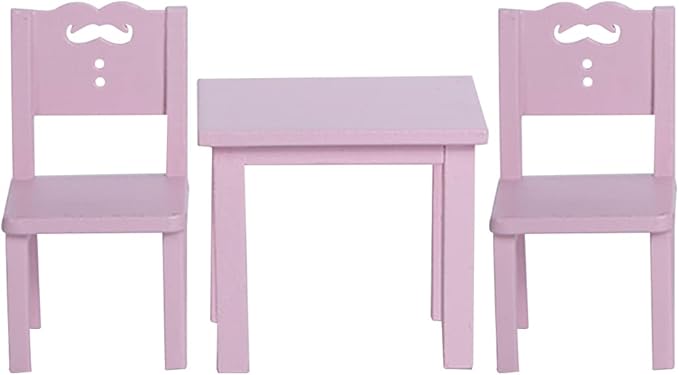 LUOZZY Miniature Dollhouse Furniture Set Mini Table and Chair Set for Kids Pretend Play, Pink