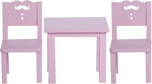 LUOZZY Miniature Dollhouse Furniture Set Mini Table and Chair Set for Kids Pretend Play, Pink