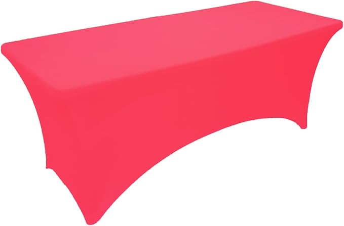 2 Pack 8FT Fuchsia Spandex Tablecloth Stretch Fitted Table Cover for Rectangular Table Event, Wedding, Banquet and Parties