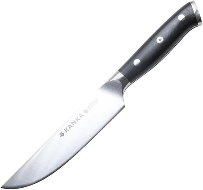 KANKA Steak Knives Set of 4 – German Stainless Steel Knife Set with 5" Blades & G10 Fiberglass Handle – Dishwasher Safe – Premium Steak Knife Gift Box