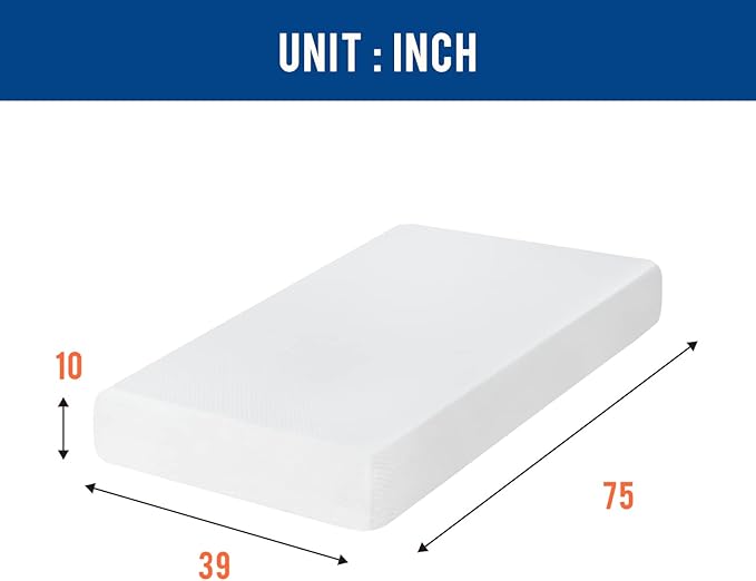 6/8/10/12 inch Gel Memory Foam Mattress for Cool Sleep & Pressure Relief, Medium Firm Mattresses CertiPUR-US Certified/Bed-in-a-Box/Pressure Relieving (10 in, Twin)