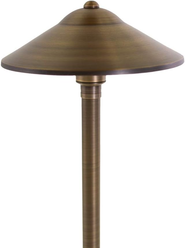 VOLT Max Spread 12V Cast Brass Path Light (25" Tall, 9" Shade) with 3W 2700K Warm White G4 LED Bulb for Low Voltage Landscape Lighting on Outdoor Pathway, Walkway, Garden, Driveway or Patio