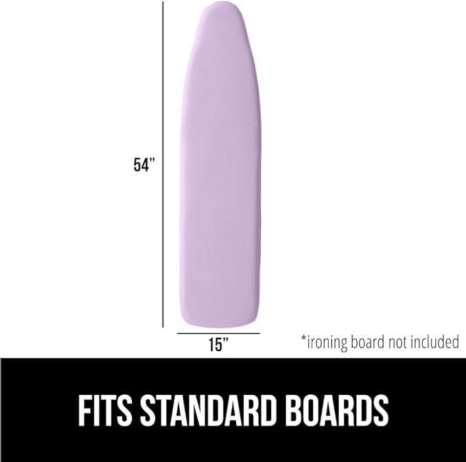 The Original GORILLA GRIP Ironing Board Cover and Pad, Silicone Coating, Thick Scorch Resistant Padding, Heavy Duty Iron Covers Standard Boards, Hook and Loop Fastener Strap, Light Purple, 15x54