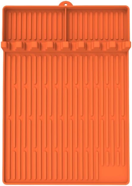 Silicone Grill Mat Compatible with Blackstone, Silicone Griddle Tools Mat with Drip Pad, Spatula Mat for Outdoor Grill Kitchen Counter