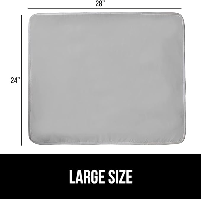 GORILLA GRIP Ironing Mat, Portable Iron Pad, Magnetic Cover and Padding for Top of Washer, Dryer, Tabletop, Countertop, Silicone Coating and Scorch Resistant, Travel Size 28 x 24 in, Silver
