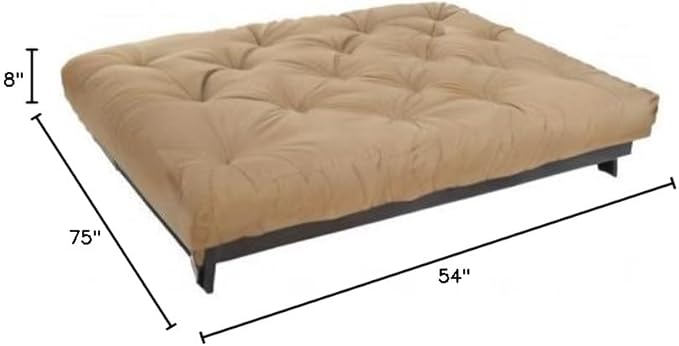Mozaic Full Size 8-Inch Cotton Twill Gel Dual Memory Foam Futon Mattress, Khaki