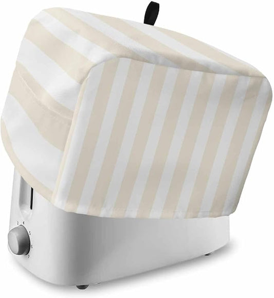 Toaster Cover 4 Slice Cream Stripes Toaster Oven Cover with Pockets White Vertical Striped Dustproof Bakeware Protector Small Kitchen Appliance Dust Covers and Fingerprint Protection for Women