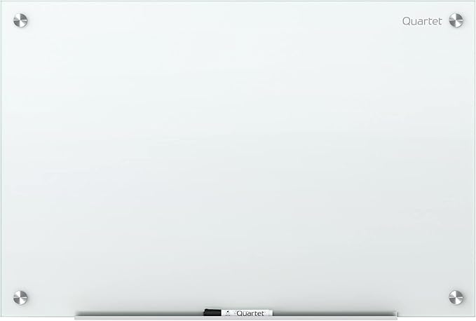 Quartet Glass Whiteboard, Non-Magnetic Dry Erase White Board, 3' x 2', Includes Accessory Tray, 1 Marker and 2 Glass Board Magnets, White Surface, Infinity (G3624NMW)