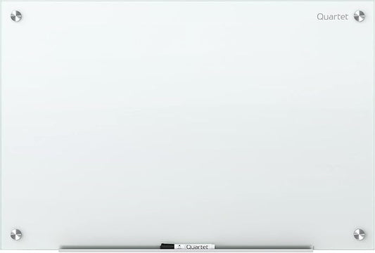 Quartet Glass Whiteboard, Non-Magnetic Dry Erase White Board, 3' x 2', Includes Accessory Tray, 1 Marker and 2 Glass Board Magnets, White Surface, Infinity (G3624NMW)