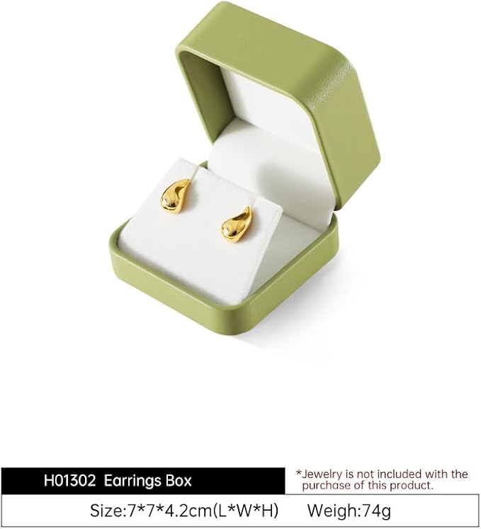 Earring Case, Leather Jewelry Box For Earrings, Luxury Gift Boxes For Jewelry (Green)