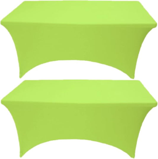 2 Pack 4FT Lime Spandex Tablecloth Stretch Fitted Table Cover for Rectangular Table Event, Wedding, Banquet and Parties