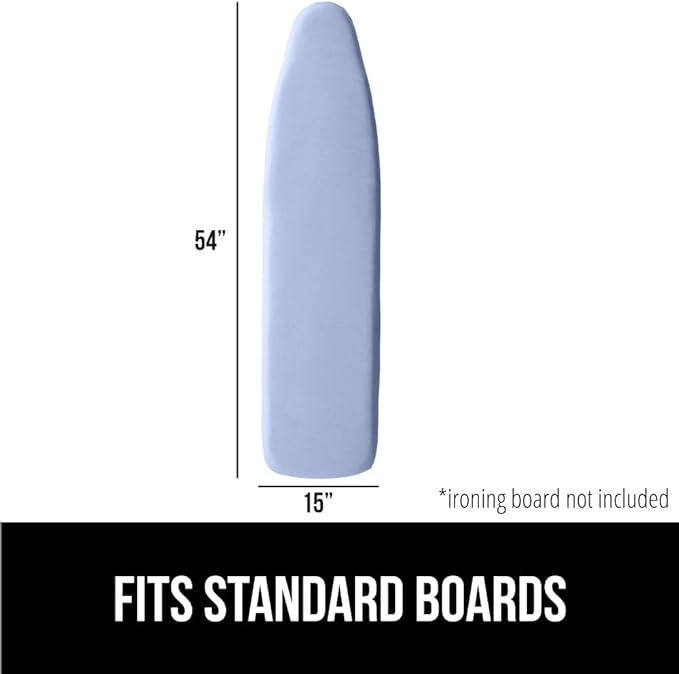 The Original GORILLA GRIP Ironing Board Cover and Pad, Silicone Coating, Thick Scorch Resistant Padding, Heavy Duty Iron Covers Standard Boards, Hook and Loop Fastener Strap, Blue, 15x54
