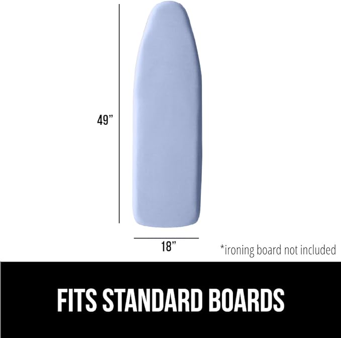 The Original GORILLA GRIP Ironing Board Cover and Pad, Silicone Coating, Thick Scorch Resistant Padding, Heavy Duty Iron Covers Standard Boards, Hook and Loop Fastener Strap, Blue 18x49