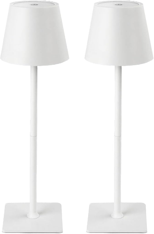Cordless Table Lamp, Rechargeable Table Lamp with Touch Dimmable Control, Portable LED Desk Lamp for Indoor Patio (White-Rectangle, 2)