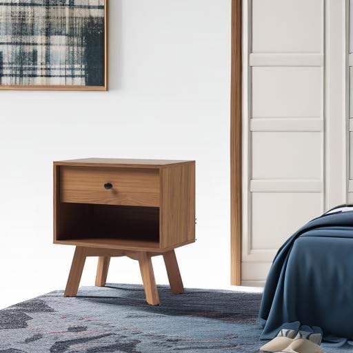 Walker Edison Mid Century Modern 1-Drawer Nightstand Bedroom Storage Drawer and Shelf Bedside End Table, 21 Inch, Mocha