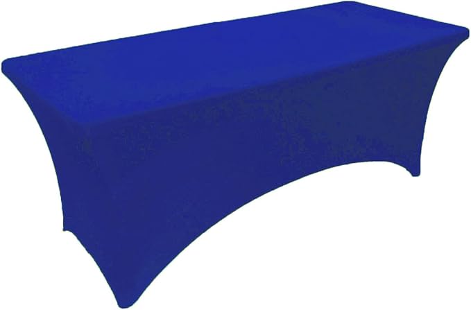 2 Pack 8FT Royal Blue Spandex Tablecloth Stretch Fitted Table Cover for Rectangular Table Event, Wedding, Banquet and Parties