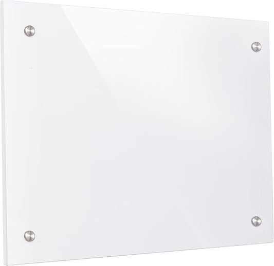 iCAGY Acrylic Dry Erase White Board for Wall - Large Wall-Mounted Whiteboard for Office Home and Kids - Sleek Design, Easy Installation, Rounded Corner, 24" x 36", White