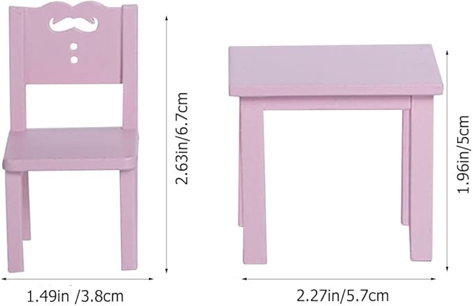 LUOZZY Miniature Dollhouse Furniture Set Mini Table and Chair Set for Kids Pretend Play, Pink