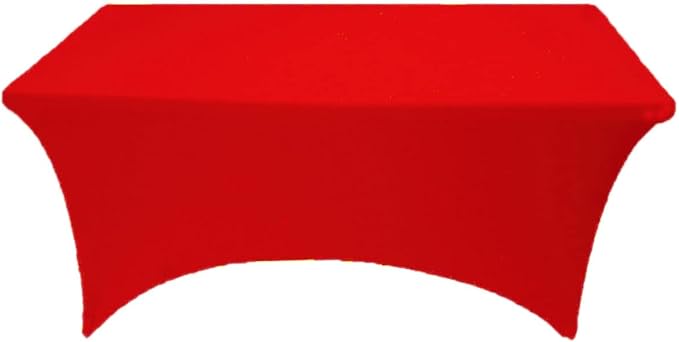 2 Pack 4FT Red Spandex Tablecloth Stretch Fitted Table Cover for Rectangular Table Event, Wedding, Banquet and Parties
