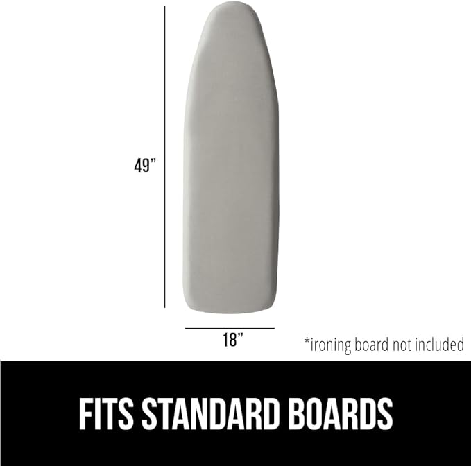 The Original GORILLA GRIP Ironing Board Cover and Pad, Silicone Coating, Thick Scorch Resistant Padding, Heavy Duty Iron Covers Standard Boards, Hook and Loop Fastener Strap, Silver 18x49