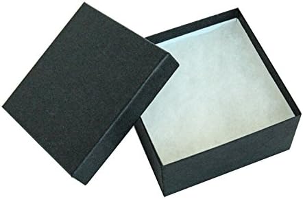 TheDisplayGuys - 25-Pack #34 Cotton Filled Cardboard Paper Jewelry Boxes Gift Case - Matte Black (3.9" x 3.9" x 2.0") - for Shipping or Storage
