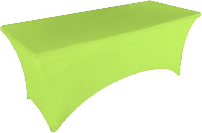 2 Pack 4FT Lime Spandex Tablecloth Stretch Fitted Table Cover for Rectangular Table Event, Wedding, Banquet and Parties