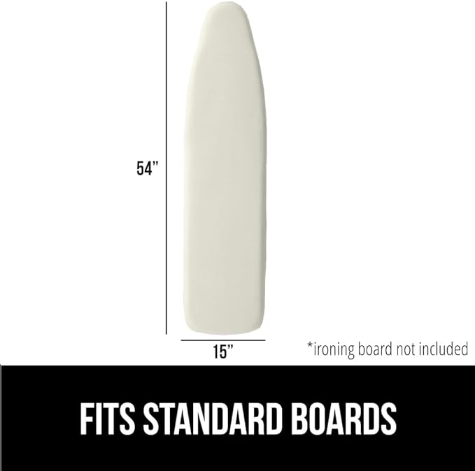 The Original GORILLA GRIP Ironing Board Cover and Pad, Silicone Coating, Thick Scorch Resistant Padding, Heavy Duty Iron Covers Standard Boards, Hook and Loop Fastener Strap, Linen, 15x54