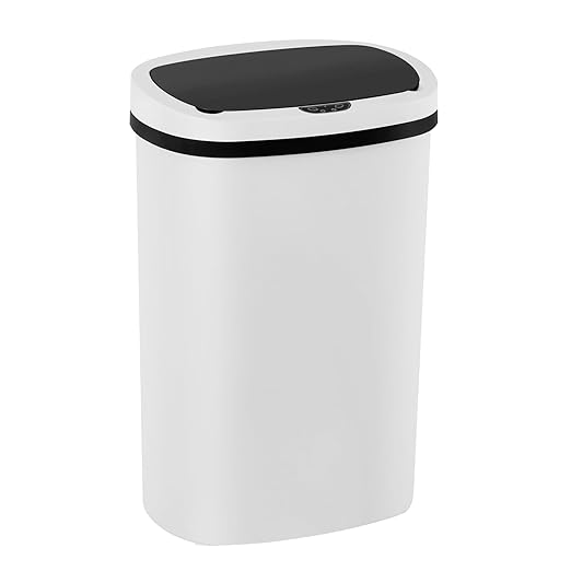 PayLessHere 13 Gallon Trash Can Kitchen Trash Can Automatic Garbage Can with Lid Touch Free High-Capacity Motion Sensor for Kitchen Bedroom Bathroom Office Wateproof Trash Bin (1, White)
