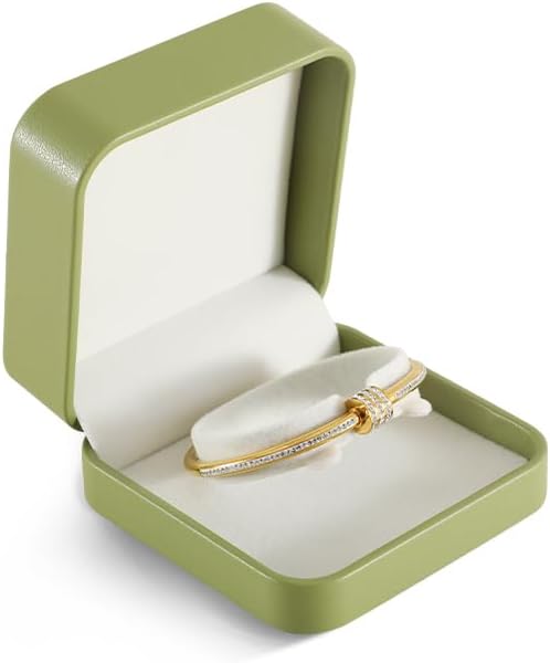 Bracelet Boxes For Jewelry Gift, Leather Bangle Box,Premium Bracelet Holder,Luxury Jewelry Gift Boxes (Green)