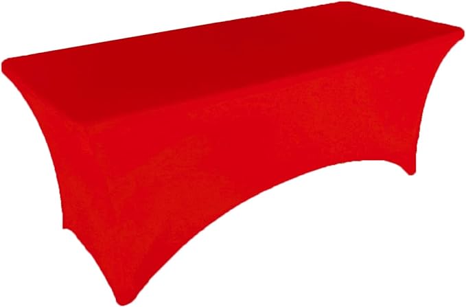2 Pack 4FT Red Spandex Tablecloth Stretch Fitted Table Cover for Rectangular Table Event, Wedding, Banquet and Parties