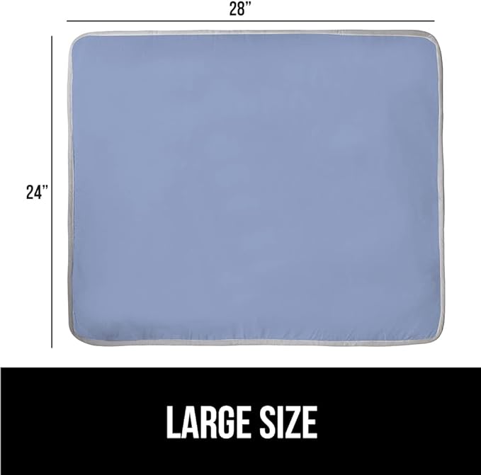 GORILLA GRIP Ironing Mat, Portable Iron Pad, Magnetic Cover and Padding for Top of Washer, Dryer, Tabletop, Countertop, Silicone Coating and Scorch Resistant, Travel Size 28 x 24 in, Blue