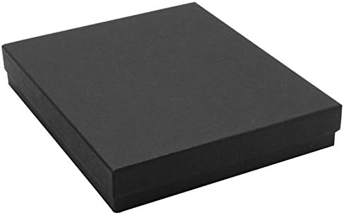 TheDisplayGuys - 100-Pack #75 Cotton Filled Cardboard Paper Jewelry Boxes Gift Case - Matte Black (7.1" x 5.2" x 1.3") - for Shipping or Storage
