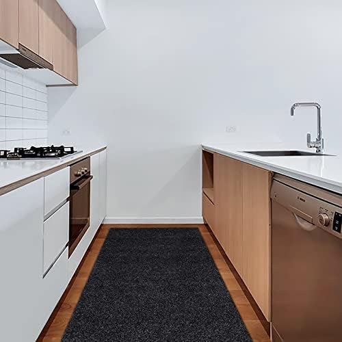 4' x 70' Runner Rugs with Rubber Backing, Indoor Outdoor Utility Carpet Runner Rugs, Black, Can Be Used as Aisle for The RV and Boat, Laundry Room and Balcony