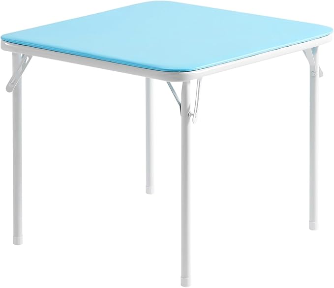 VECELO Kids Folding Activity Card Table, with Ultra Soft Padded Tabletop, 1 Piece, Blue & White