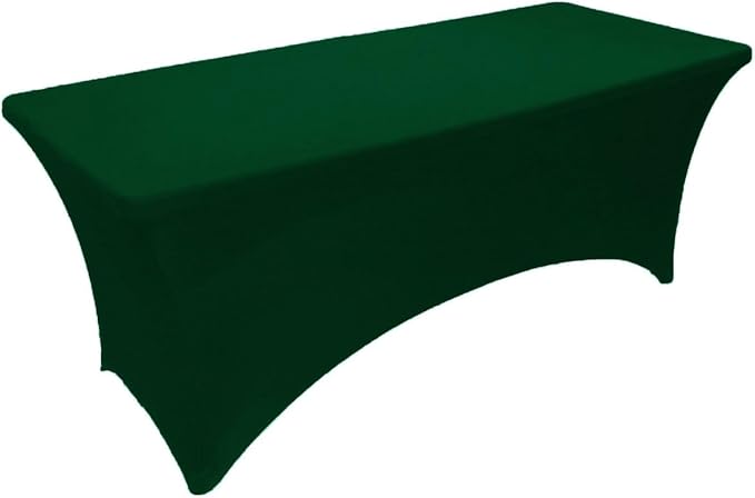 2 Pack 8FT Hunter Green Spandex Tablecloth Stretch Fitted Table Cover for Rectangular Table Event, Wedding, Banquet and Parties
