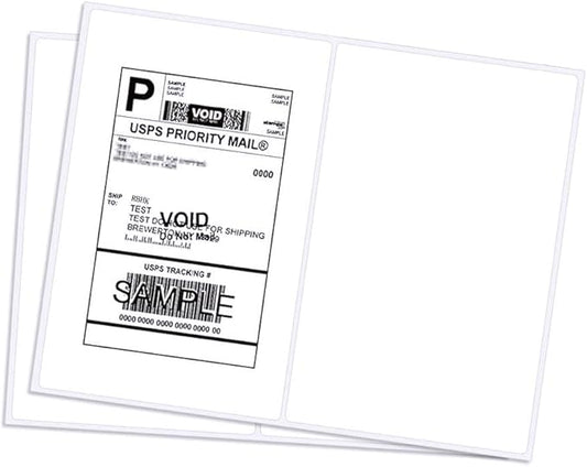 RyhamPaper Shipping Labels with Round Corner, 8.5 x 5.5 Inches Half Sheet Self Adhesive Shipping Address Labels for Laser and Inkjet Printer, 200 Labels