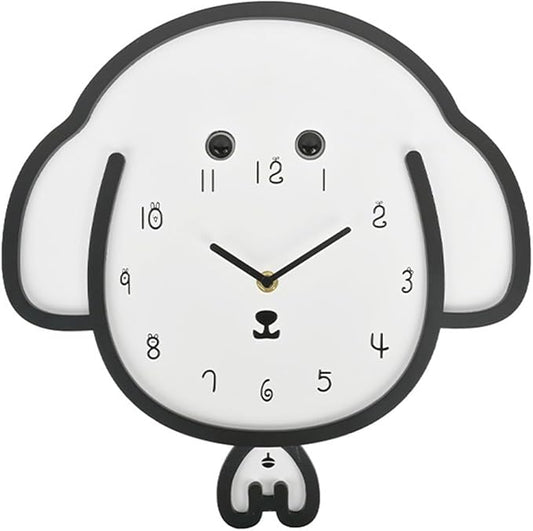 Adventurers Puppy Wall Clock – Adorable Silent Cartoon Clock with Swinging Tail and Rolling Eyes, Modern Fun Decorative Wall Clock for Kids’ Room, Bedroom, Kitchen or Living Room